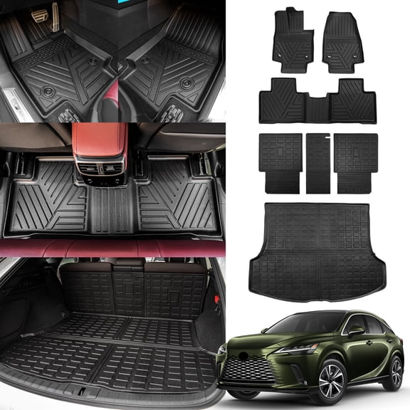 Bomely Floor Mats For 2023-2025 Lexus RX350 RX350H RX500H Trunk Mat Cargo Liner All Weather Back Seat Cover Protector 2024 RX350 Accessories