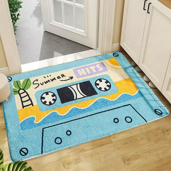 Floor Mats Funny Retro Cassette -Creative Entrance Door Mat- Anti- Floor Mats for Living Room, Bathroom/Soft