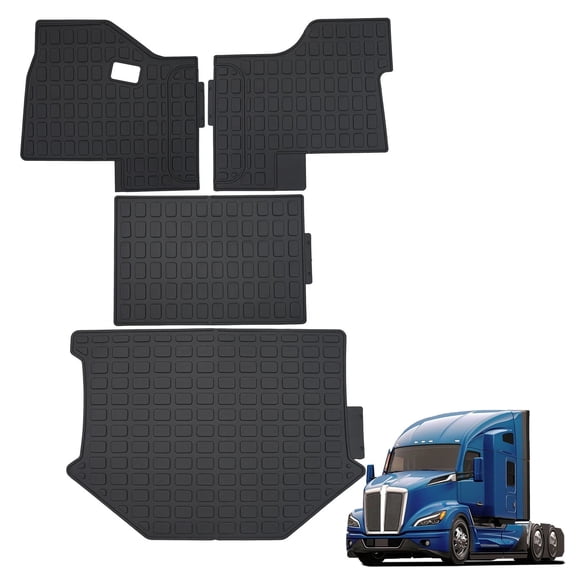Floor Mats for Kenworth 2013-2024 T680/2014-2023 T880/2019-2023 W900S/2013-2020 Peterbilt 579/2014-2020 Peterbilt 567 TPE All Weather Guard Protector Floor Liner Accessories