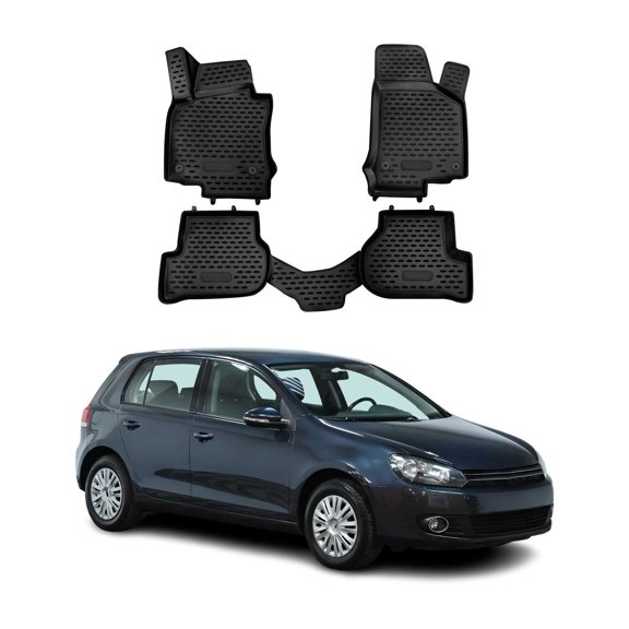 OMAC Floor Mats Liner for VW Golf Mk6 2010-2014 Wagon Rubber TPE Black 4Pcs