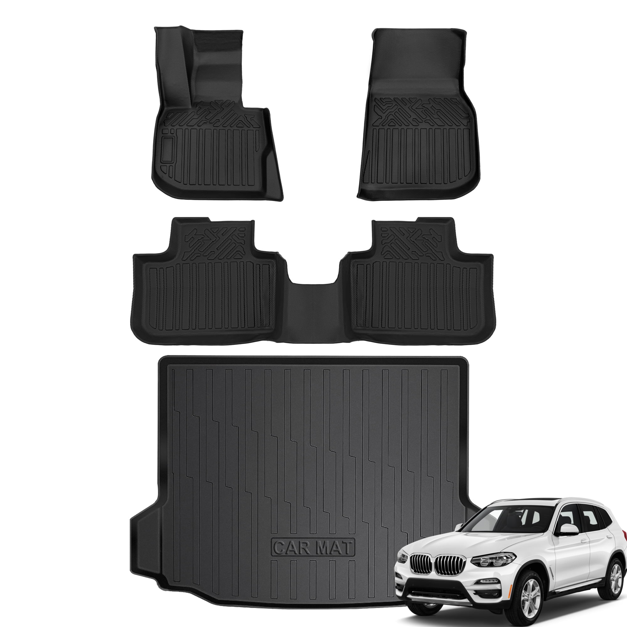 Floor Mats Liner for 20182024 BMW X3 All Weather Rubber TPE Carpet