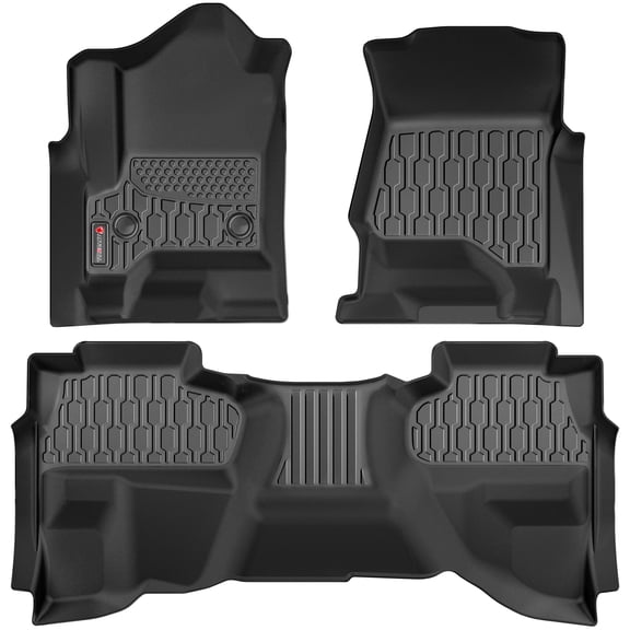 Floor Mats Liners for 2014-2018 Chevrolet Silverado & GMC Sierra 1500 2500 3500 Double Cab,All Weather TPE Custom Floor Liners