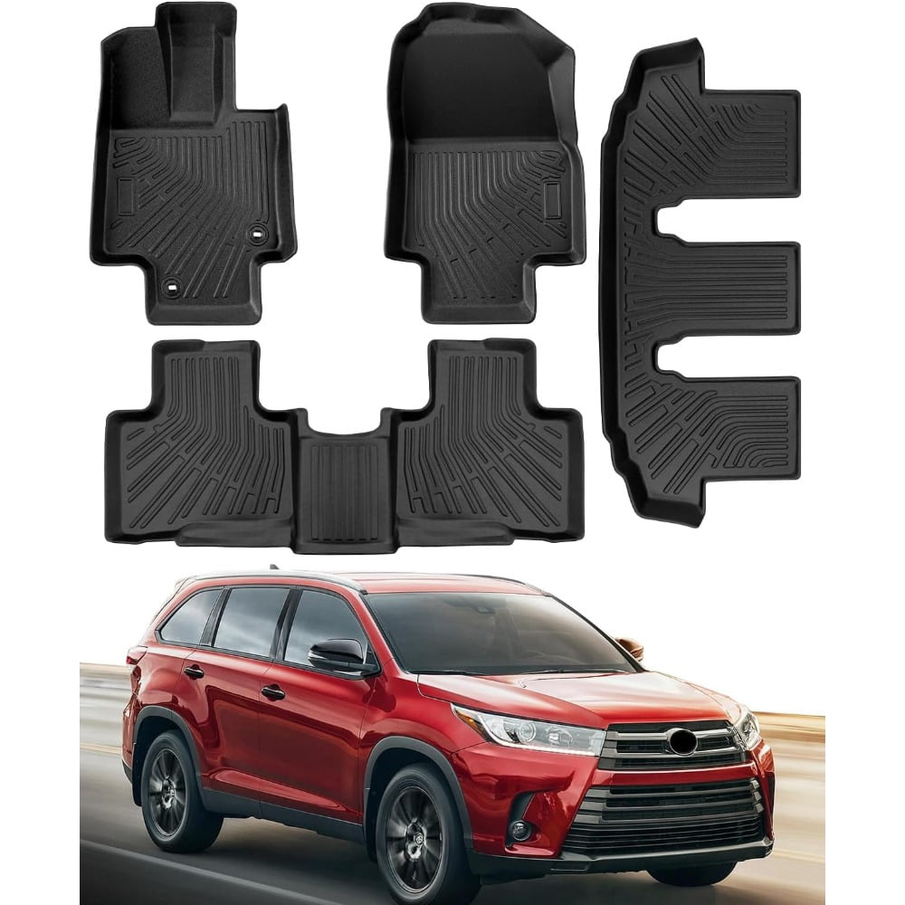 Floor Mats for Toyota Highlander 2020-2024 7 Seats, All Weather TPE ...