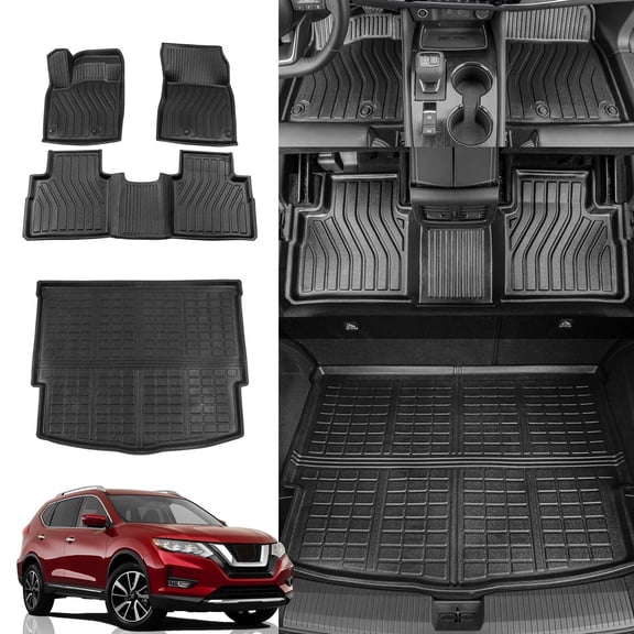Floor Mats for 2021-2025 2026 Nissan Rogue Trunk Mat Cargo Mat Cargo Liner All Weather Floor Liner 2024 Rogue Accessories (Trunk Mat+Floor Mats)
