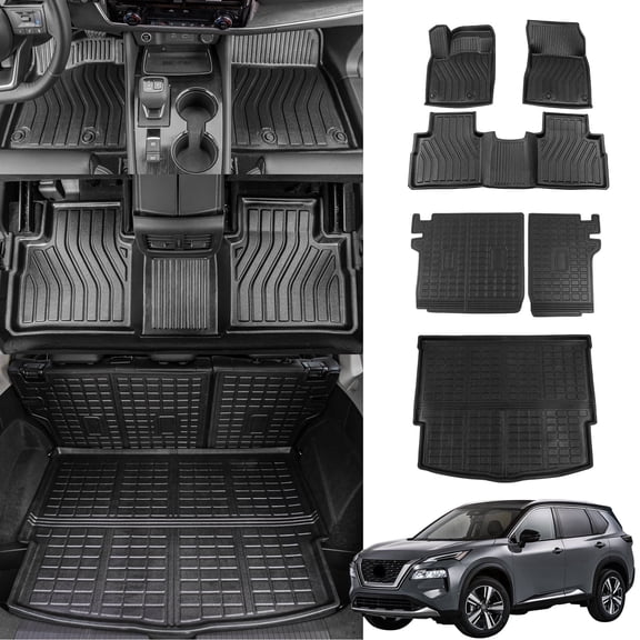 Bomely Tpe Floor Mats Cargo Liner Backrest Protectors, Fits Nissan Rogue 21-26, All Weather Full Set
