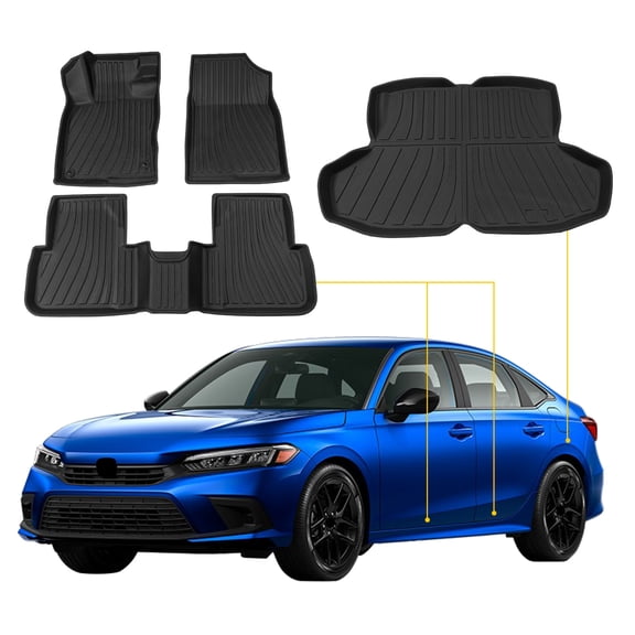Floor Mats for 2022-2025 Honda Civic Sedan (Not for Hatchback) Floor Mats Trunk Mat Cargo Mat Cargo Liner All Weather Trunk Liner Civic Accessories