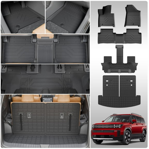 Floor Mats for 2024 2025 Hyundai Santa Fe Cargo Liner Fit Gas&Hybrid TPE All Weather Back Seat Cover Protector Santa Fe Accessories