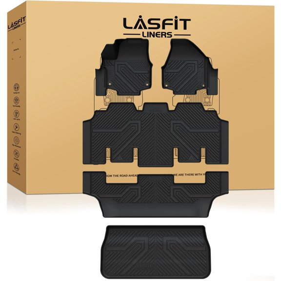 Floor Mats for Chrysler Pacifica 2017-2026, All-Weather TPE Floor Liners & Trunk Cargo Mats Accessory for Pacifica/Voyager (7-Seater,Non Hybrid)