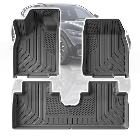 Floor Mats for Ford Mustang Mach-E 2021-until now 1st & 2nd Row TPE All-Weather 3 Pcs