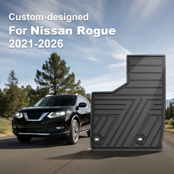 Floor Mats for Nissan Rogue 2021-2026, Custom Fit All Weather Rubber Waterproof Anti-Slip PVC Black Liners