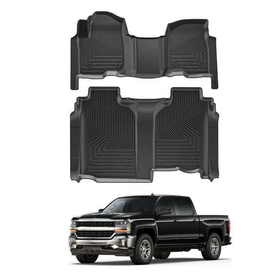 DIKSOAKR Floor Mats For 2019-2025 Chevy Silverado/GMC Sierra Denali 1500/2500HD/3500HD Crew Cab TPE All Weather Floor Liner Car Mats