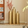 thumbnail image 1 of Floor Metal Decorated Vases Set of 3 for Gorgeous Home Decoration Large Glazed Metal Vases (Gold), 1 of 9