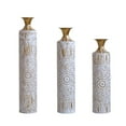 thumbnail image 1 of Floor Metal Vases Decorated White Metal vases Set of 3 gorgeous home decoration large glazed metal vases 24in/28.7in/33.5in height, 1 of 27