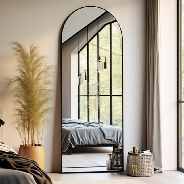 Floor Mirror, 58"×18" Arched Full Length Mirror with Stand, Standing