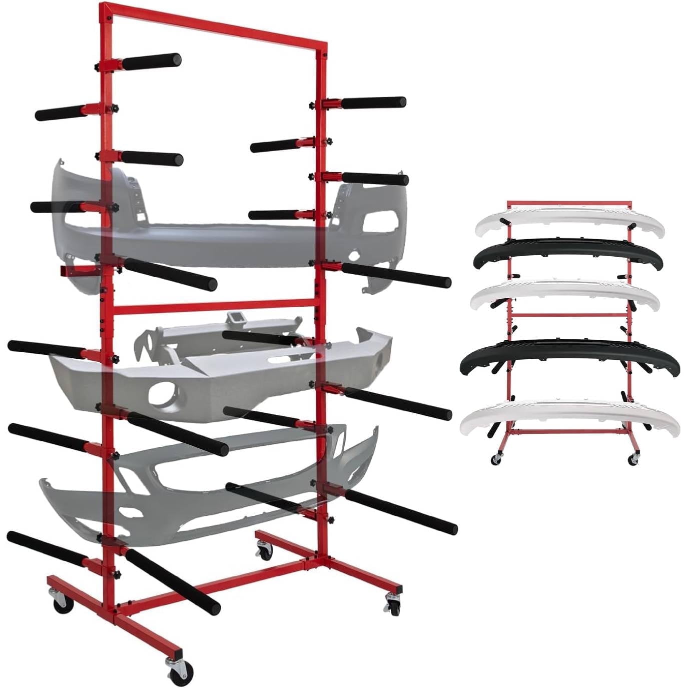 Floor Mobile Bumper Storage Rack, Double Sided Bumper Storage Dolly ...