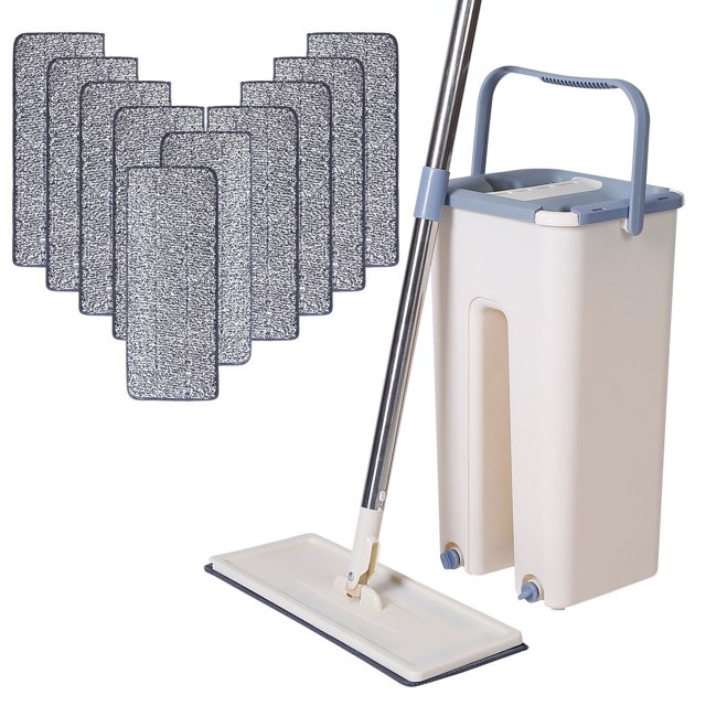 Floor Mop Microfiber Squeeze Mops Wet Mop with Bucket Cloth Squeeze