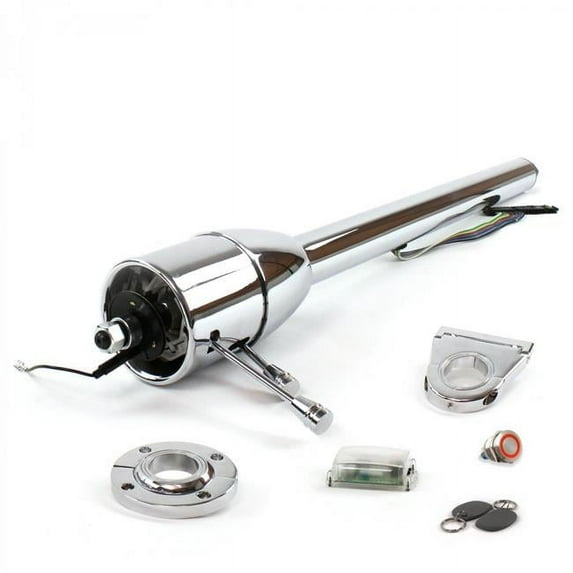 Floor Mount 3.5 in. Drop Push Button Red with RFID Tilt Floor Shift Column - Chrome