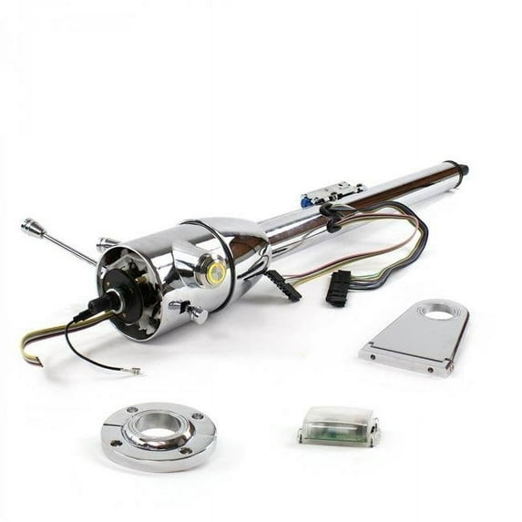 Floor Mount 5.5 in. Drop Push Button Yellow Keyed Tilt Floor Shift Column - Chrome