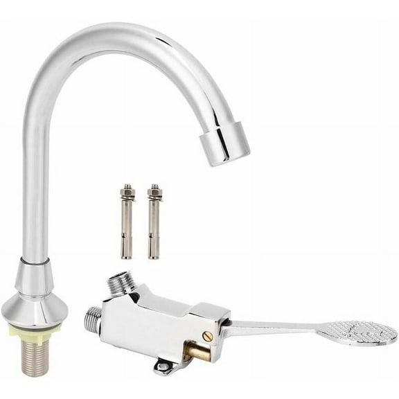 Floor Mount Foot Control Faucet, Copper Faucet Basin Pedal Tap for Hospitals, Schools, Entertainment Venues, and Factories, Smooth Appearance with Rotatable Foot Control