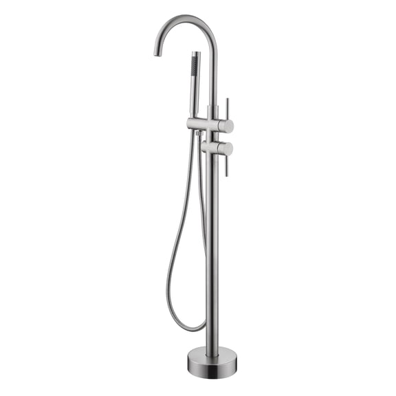 Floor Mounted Tub Faucet High Flow Freestanding Tub Filler Faucet with Handheld Shower Head and Swivel Spout
