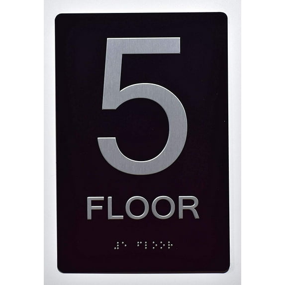 Floor Number Sign -5TH Floor Sign(Aluminium, Black/Silver,Size 6x9) The Sensation line