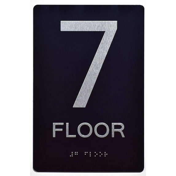 Floor Number Sign -7TH Floor Sign(Aluminium, Black/Silver,Size 6x9) The Sensation line