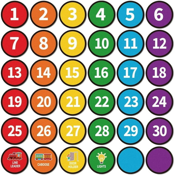 Floor Number Stickers for Classroom Lining up - 36PCS Line up Spots for Classroom Floor Stickers Dots Floors Numbers Decals for Back to School Preschool Kindergarten Supplies