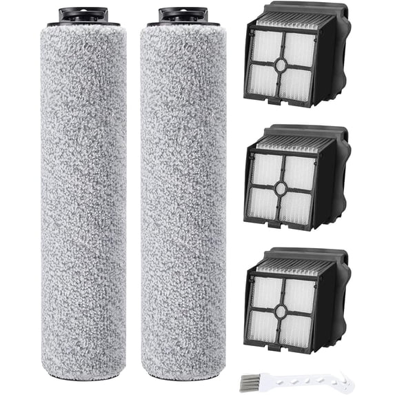 Floor ONE S5 Roller Brushes Replacement and HEPA Filter For Tineco Floor One S5,S5 Pro,S5 Pro 2,S5 Extreme Cordless Vacuum Cleaner, Replacement Parts Include 2 Brush Rollers 3 Filters 1 Cleaner Brush