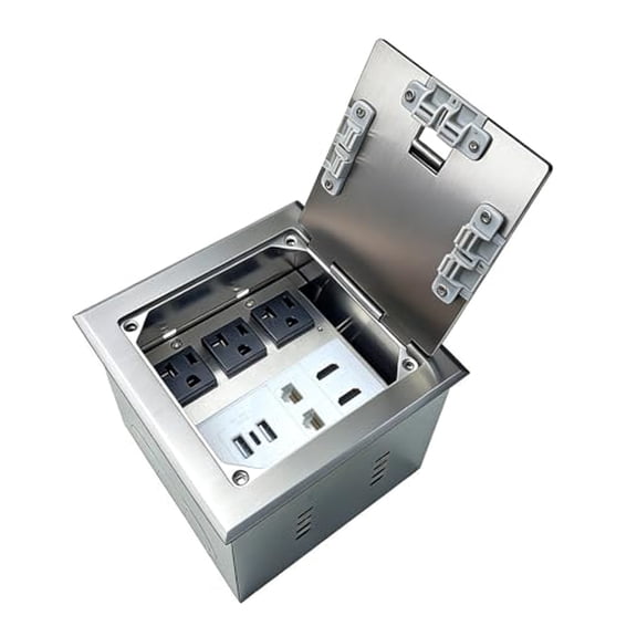 Floor Outlet Cover Box, Recessed Floor Outlet Cover Plate with 2 LAN, 4.8A USB Chargers and HDMI$$Tools & Hardware Other