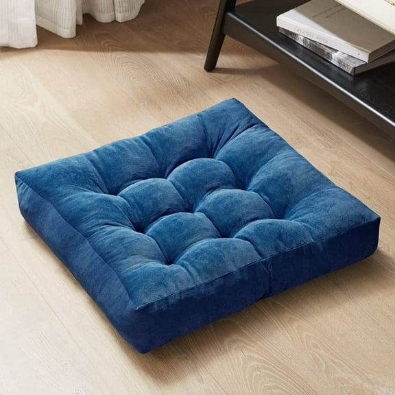 Floor Pillow 22x22 Inch, Large Square Meditation Pillows Seating for Adults, Tufted Corduroy Floor Cushion for Living Room Tatami, Navy
