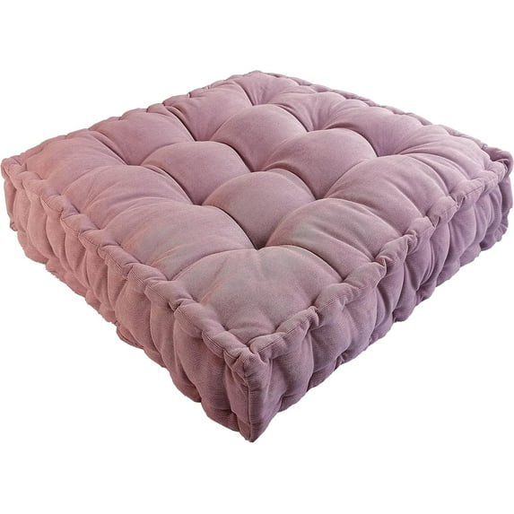Floor Pillow 25x25 Inch Square Meditation Cushion Floor Seating for Adults Oversized Tufted seat Cushion Reading Nook for Kids, Yoga Meditation Pillow for Sitting on Floor (Purple)