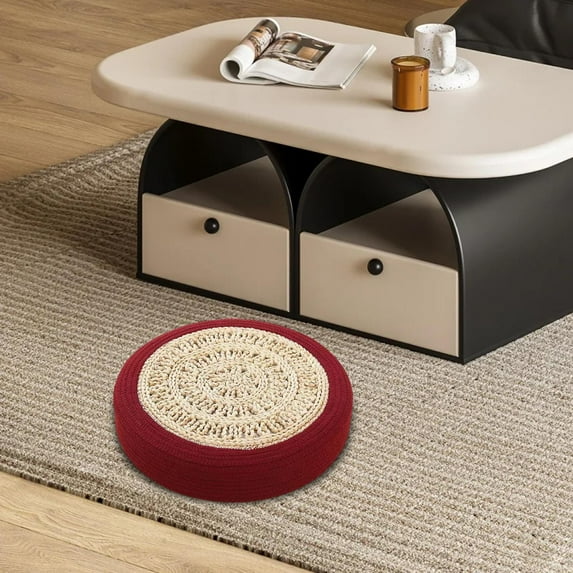 Floor Pillow Floor Cushion Chair Pad Tea Ceremony Pad Sitting Pillow Comfort Tatami Floor Mat Floor Seat Cushion for Indoor Outdoor Balcony Red 50cmx10cm