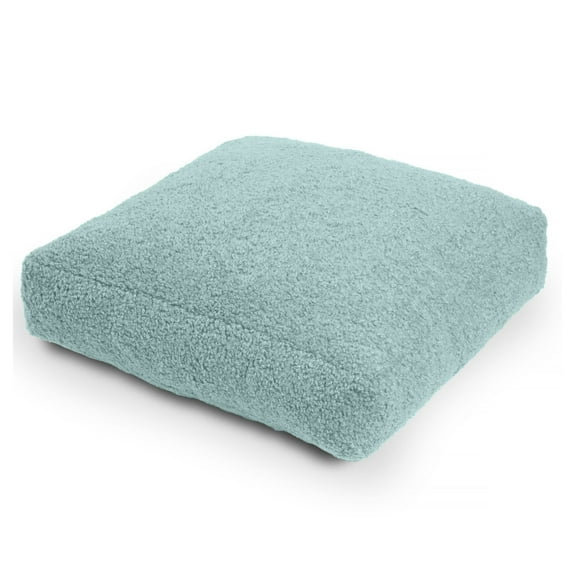 Floor Pillow Large, Brio Shearling Faux Lamb Cushion - Mineral Green, Meditation Yoga Seating