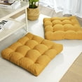 thumbnail image 1 of Floor Pillow Seating Cushions for Adults Sitting Large Square Pillow Gel Memory Foam 20 x 20 x 4 Inch Light Yellow Set of 2, 1 of 13