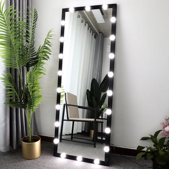 Floor - Placed Full Body Mirror | Adjustable 3 Color Lights for Bedroom | Aluminium Material | Resolves Dim Lighting for Dressing