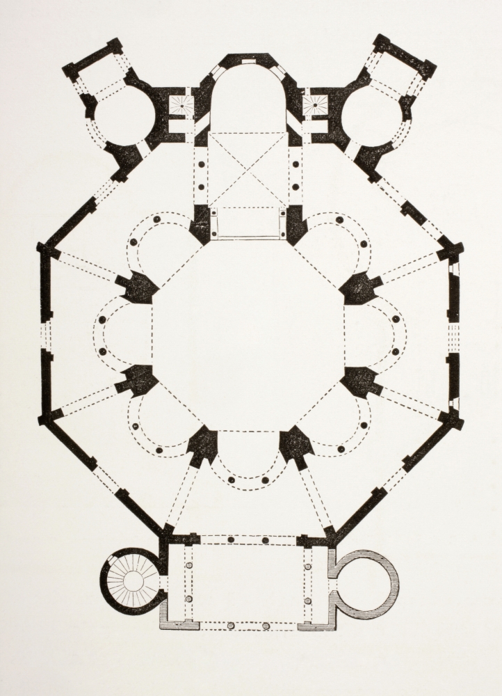 Floor Plan Of The 6Th Century Byzantine San Vitale Church In Ravenna Italy From Les Artes Au Moyen Age Published Paris 1873 Canvas Art - Ken Welsh Design Pics (24 x 34)