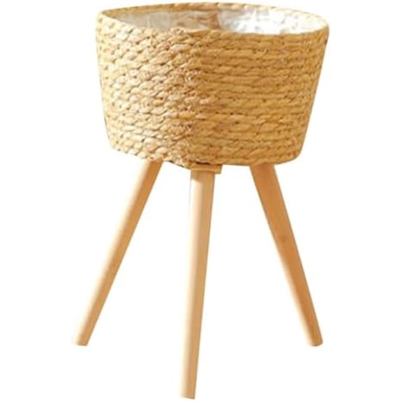 Floor Planter Stand Rattan Plant Stand Garden Decoration Rack Footed Wicker Baskets Planter Pot Container Pot Base Indoor Plant Shelf Woven Plant Basket Wooden Medium Crafts$$Garden & Patio