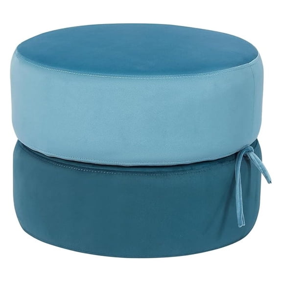 Floor Pouf Ottoman with Double Layer Stackable, Modern Round Foot Rest Pouf for Bedroom, Ottomans for Living Room, Navy Blue