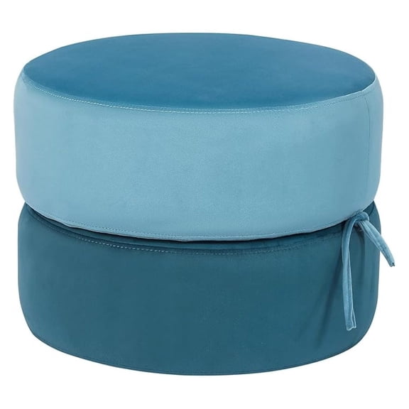 Floor Pouf Ottoman with Double Layer Stackable, Modern Round Foot Rest Pouf for Bedroom, Ottomans for Living Room, Navy Blue