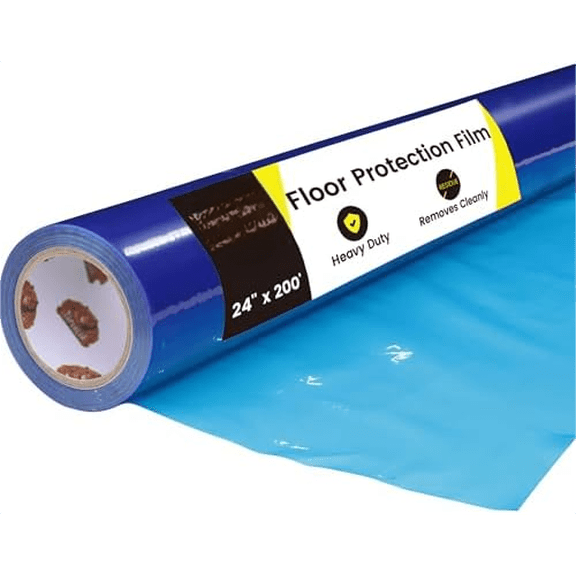Floor Protection Film 24" x 200', Self Adhesive Plastic Floor Protector, Clean Removal Floor Cover 400 Sq.Ft, Surface Protective Film for Painting, Moving, Construction, Renovation