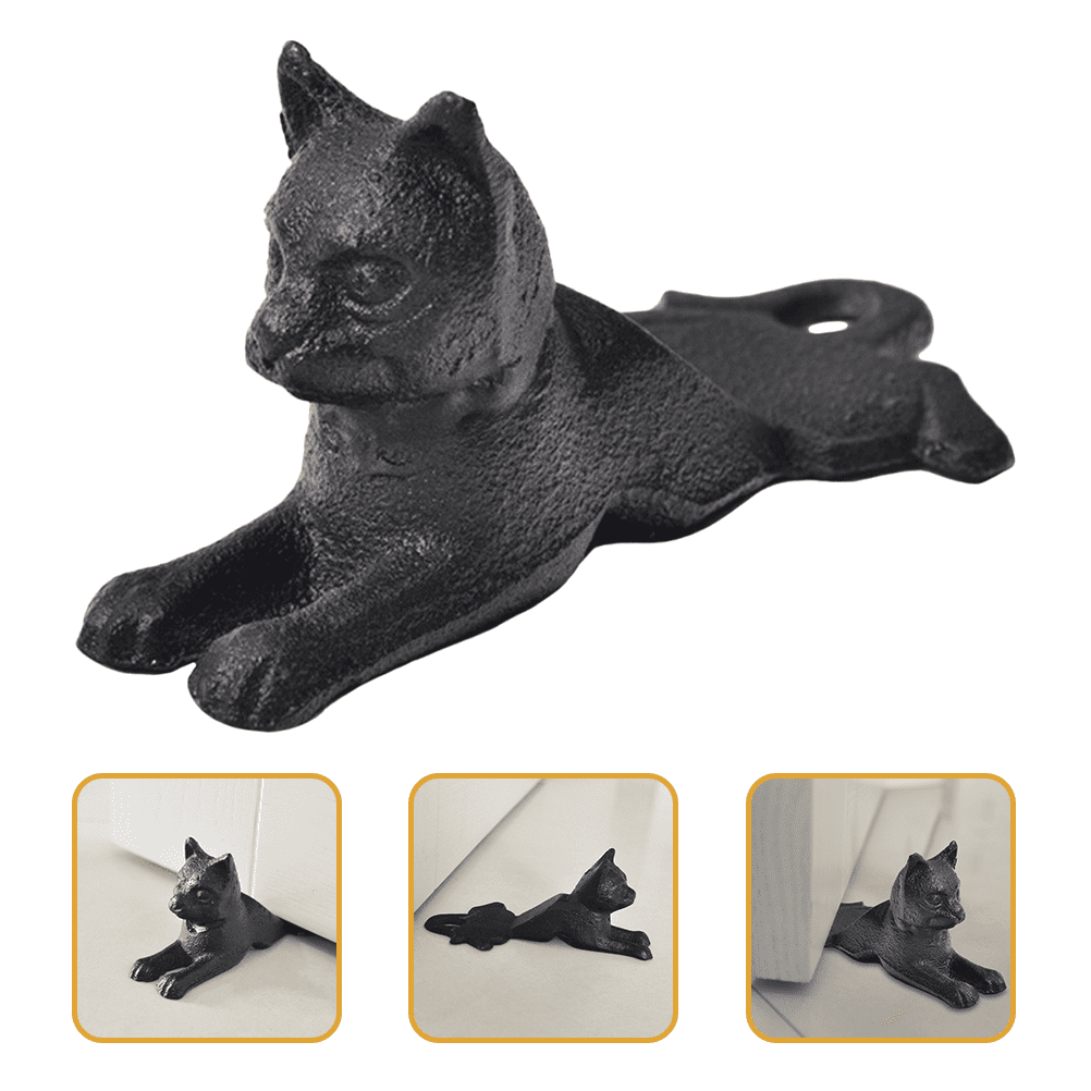 Floor Protectors Cast Iron Cat Door Stop Vintage Stoppers Supply Wedge ...