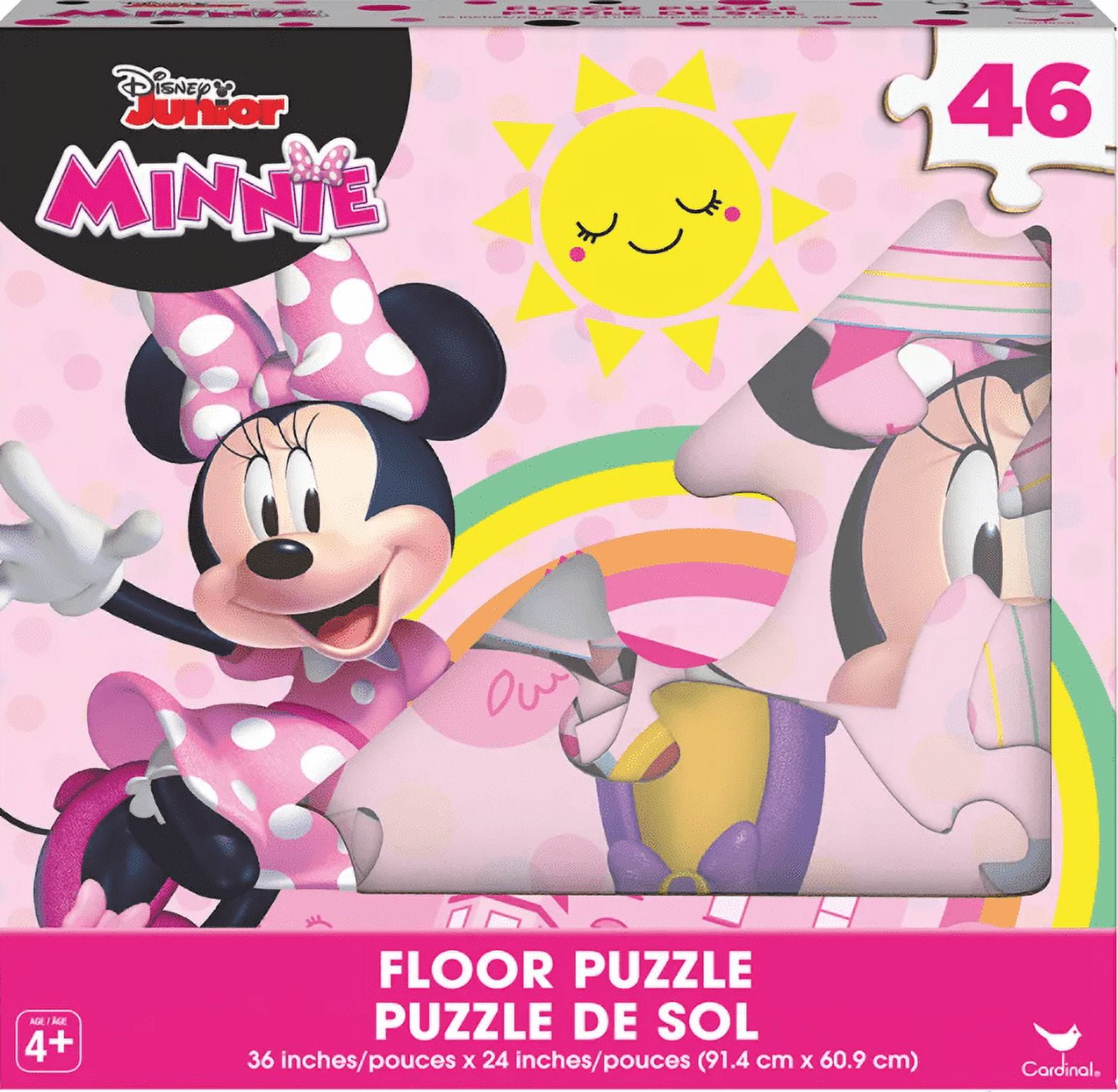 Disney Minnie Mouse Giant Floor Puzzle for Kids (3 Foot Puzzle, 46 Pieces-  Bonus Minnie Mouse Stickers)