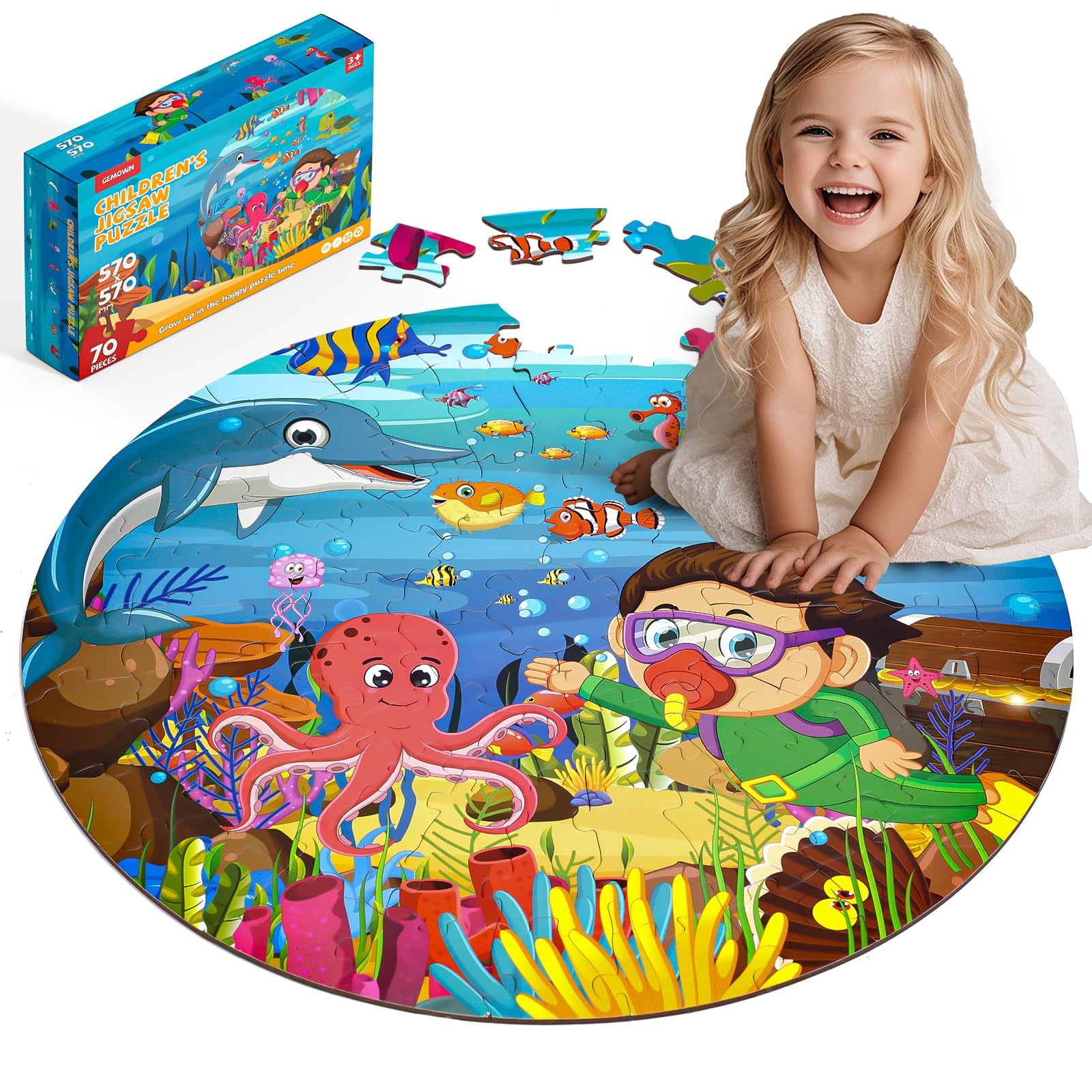 Floor Puzzles for Kids OIF8 Ages 3-10 - Large 70 Piece Round Toddler ...