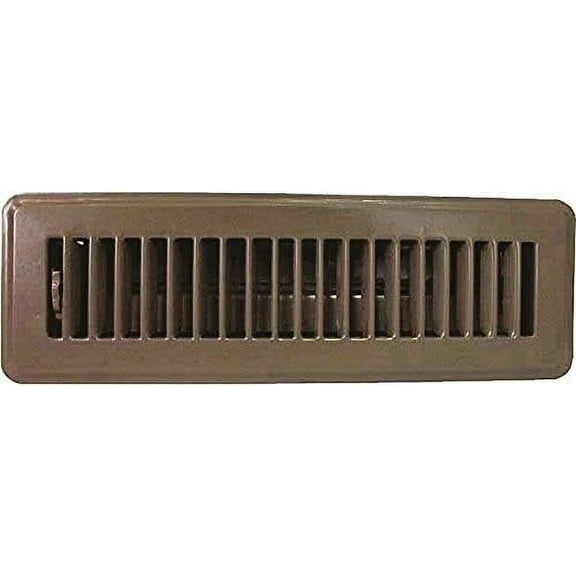 Floor Register, 2 in H X 10 in W, Metal, 2" x 10", Brown