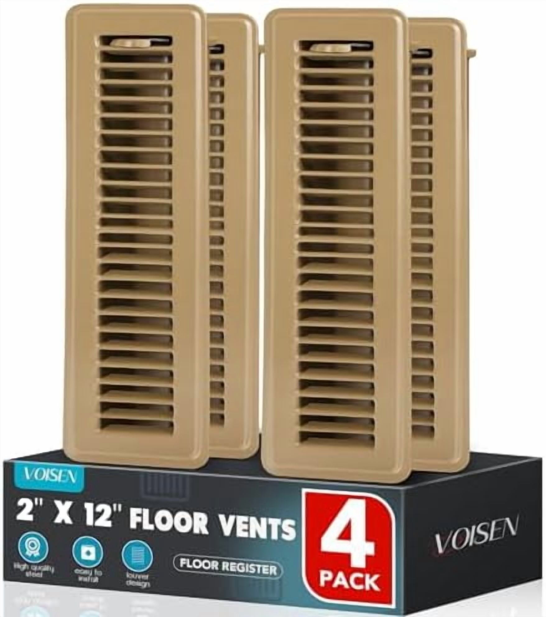 Floor Register 2x12, 4 Pack Floor Vent Covers, Steel Adjustable Air ...