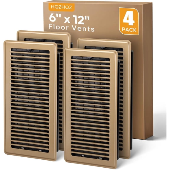Floor Register 2x12, 4 Pack Floor Vent Covers for Home Floor Heavy Duty Steel Walkable Floor Vents Air Vent Covers for Sidewall and Floor, Brown