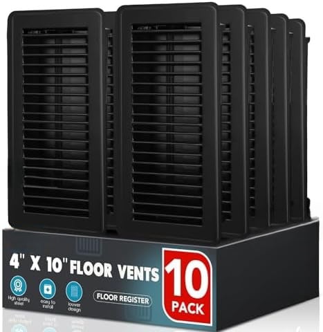 Floor Register 4x10, 10 Pack Black Floor Register Vents,Heavy Duty Steel Walkable Floor Vents,Vent Covers for Home Floor