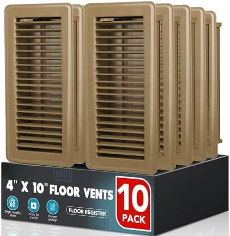 Floor Register 4x10, 10 Pack Brown Floor Register Vents,Heavy Duty Steel Walkable Floor Vents,Vent Covers for Home Floor