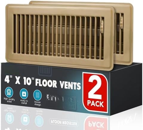 Floor Register 4x10, 2 Pack Brown Floor Vent Covers,Heavy Duty Steel Walkable Floor Vents,Vent Covers for Home Floor