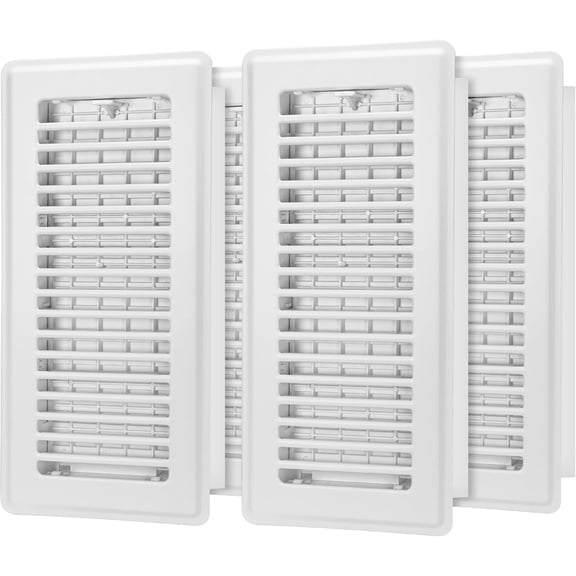 Floor Register 4x10, 4 Pack Floor Vent Covers for Home Floor Heavy Duty Steel Panel Walkable Floor Grates Adjustable Air Vent Covers 4" x 10" Floor Vent, White